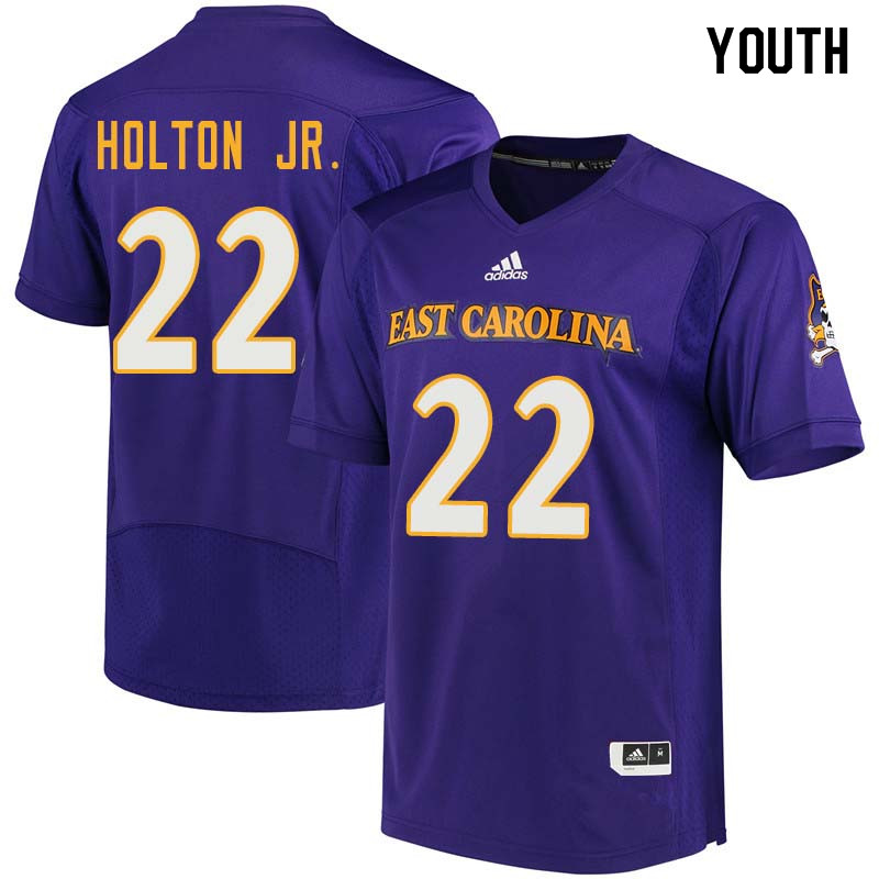 Youth #22 Marcus Holton Jr. East Carolina Pirates College Football Jerseys Sale-Purple